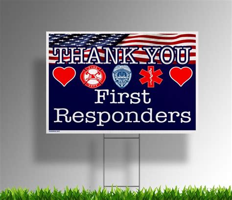 Thank you First Responders With America Flag yard sign, UV Print ...