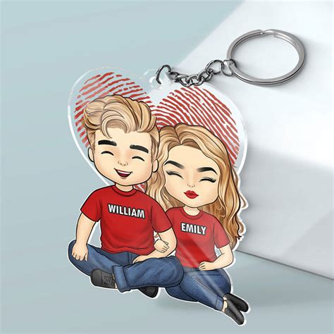 From Our First Kiss - Couple Personalized Custom Heart Shaped Acrylic Keychain - Gift For ...