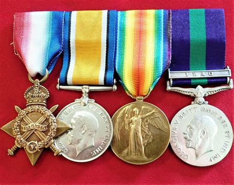 WW1 BRITISH ARMY MEDAL TRIO & GENERAL SERVICE MEDAL 1918-62 IRAQ GROUP CAPTAIN JAMES WATERHOUSE ...