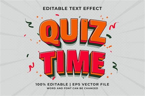 Premium Vector | Editable text effect - Quiz Time Traditional Cartoon ...