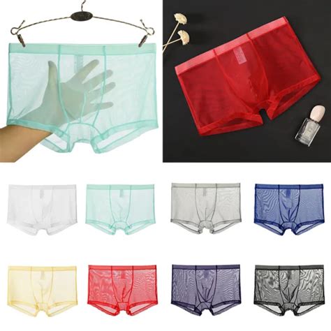 MEN SEXY BRIEFS Underwear Boxer Shorts See Through Bulge Pouch ...