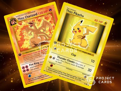 THICC Pikachu Charizard Tarjeta holográfica personalizada - Etsy España