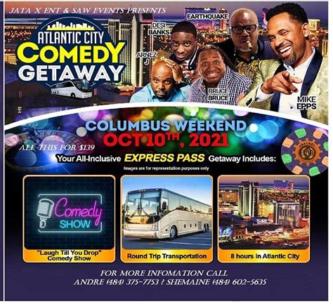 ATLANTIC CITY COMEDY SHOW DAY TRIP, Boardwalk, Atlantic City, 10 October 2021