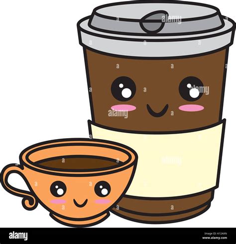 Coffee to go kawaii cute cartoon Vector ilustration Stock Vector Image ...