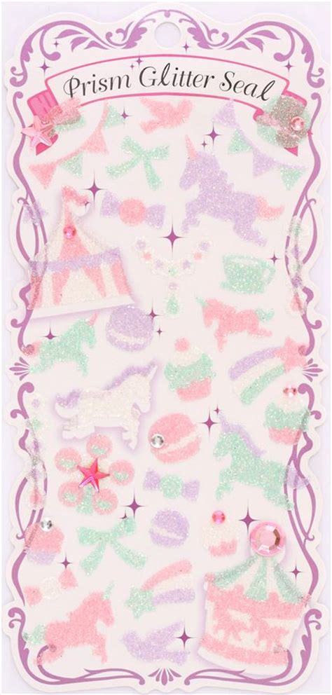 pastel unicorn macaron big top glitter stickers from Japan - Cute ...