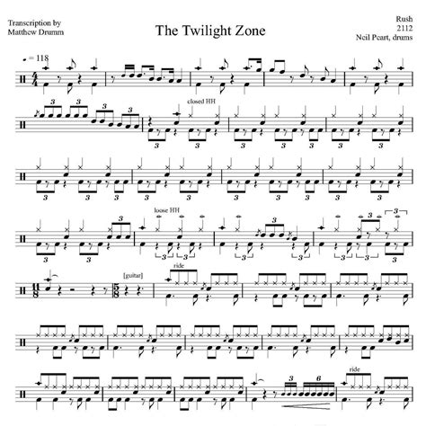 The Twilight Zone - Rush - Drum Sheet Music - Drumm Transcriptions ...