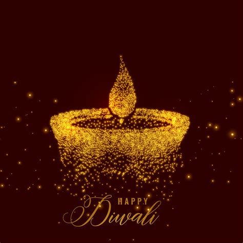 creative diwali diya made with golden particles - Download Free Vector ...