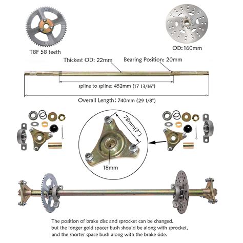 Buy WPHMOTO Go Kart Rear Axle Assembly Complete Wheel Hub Kit & Tires With Rim & Brake Assembly ...