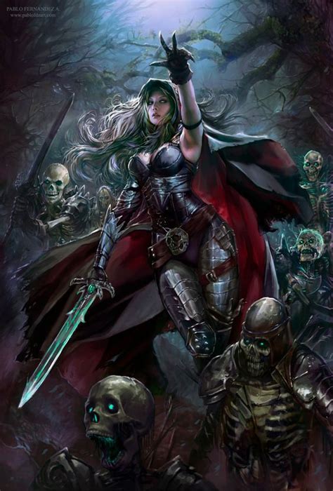 Commanding the Undead | Dark fantasy art, Fantasy female warrior ...