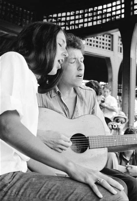 Joan Baez and Bob Dylan Singing (seated portrait), Newport Folk ...