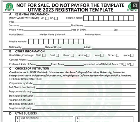 JAMB 2023 Registration Template – Download For Free And Print |Golden News