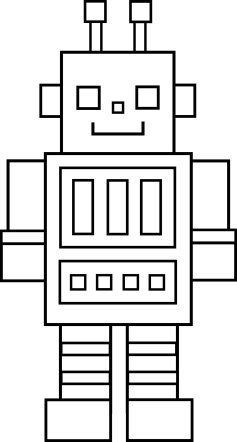 Cute Colorable Robot - Free Clip Art