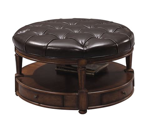 Leather Round Ottoman Coffee Table - Foter