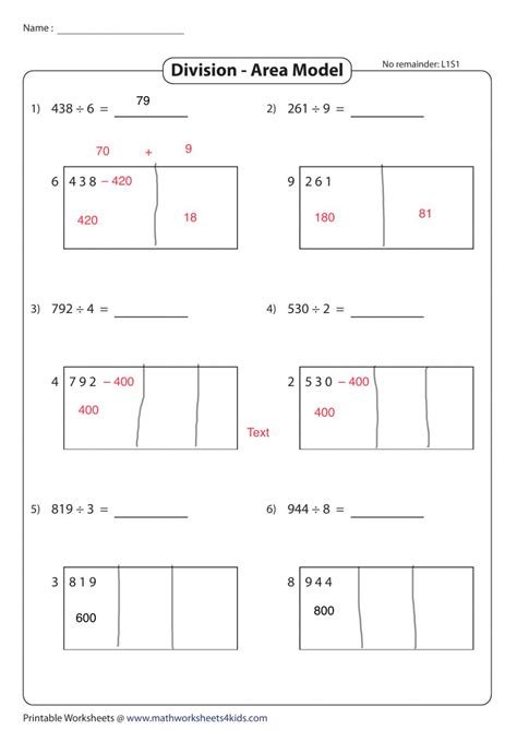 Area Model Division Worksheet - Divisonworksheets.com