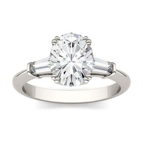 14K White Gold Oval Moissanite by Charles & Colvard Engagement Ring 2. ...