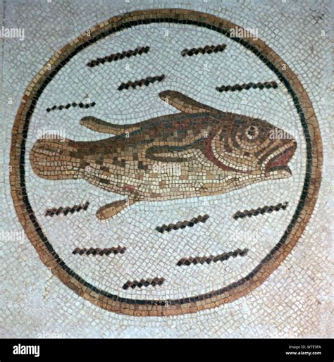 Early Christian fish mosaic, 4th century. Artist: Unknown Stock Photo - Alamy