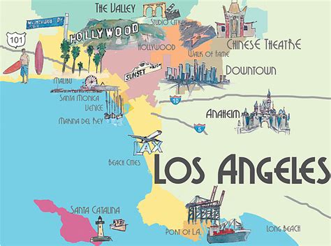 Los Angeles California - Map Of Greater L.A. with Highlights Carry-all ...