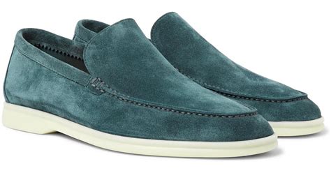 Loro Piana Summer Walk Suede Loafers in Blue for Men - Lyst