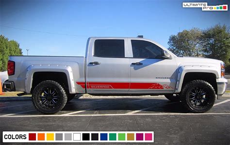 Decal Sticker Side Door Stripes for Chevrolet Silverado 2014-2017 18 Z71 4x4 Bed - ultimateprocy