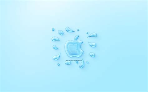 Apple logo, water logo, emblem, blue background, Apple logo made of water, creative art, HD ...