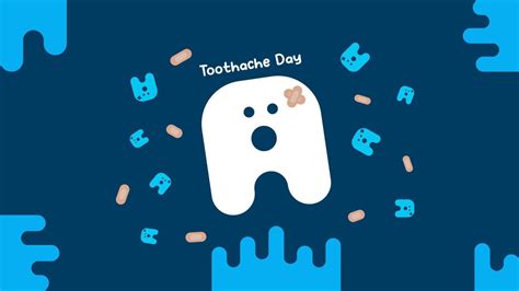 National Toothache Day Vector Minimalist Flat Style Illustration. Toothache Bandage Poster ...