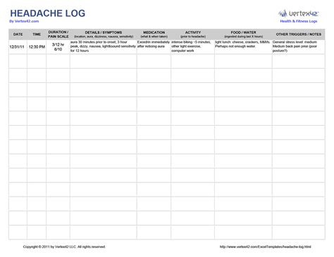 Free Printable Headache Diary - Free Printable