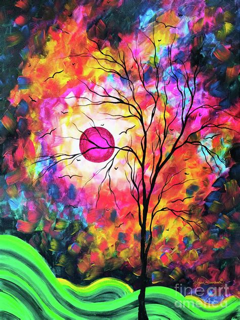 Abstract Art Original Tree Moon Landscape Painting Prints Home Decor ...