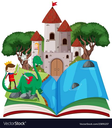 Open book fairy tale theme Royalty Free Vector Image