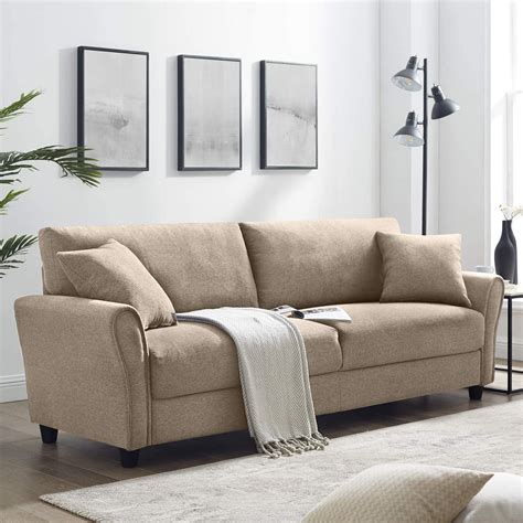 Furniture Sofas & Couches 85 Inch Couch Sofa Modern Upholstered Linen Sofa Soft Couch for Living ...