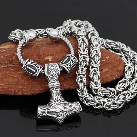 VikingCeltic Nordic viking mjolnir stainless steel thor hammer necklace ...