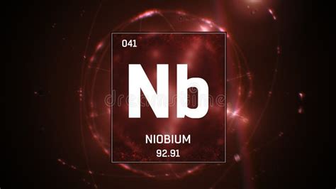 Niobium As Element 41 of the Periodic Table 3D Illustration on Orange ...