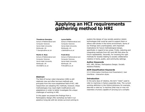 (PDF) Applying an HCI requirements gathering method to HRI