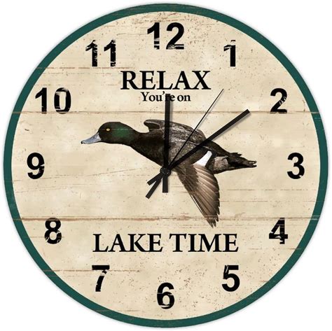 Amazon.com: JuneLucky Relax You're on Lake Time Farm Duck Wall Clocks ...