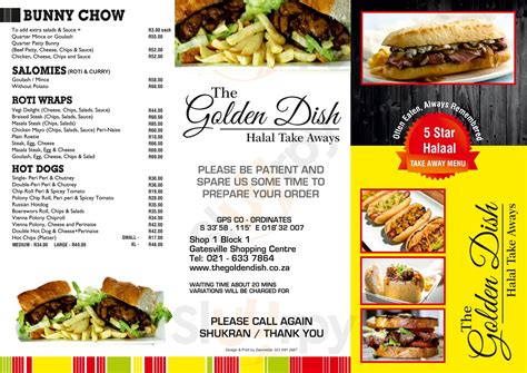 Golden Dish Halaal Takeaways menù, Cape Town Central - Main Menu | Sluurpy