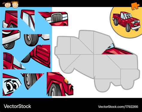 Cartoon car jigsaw puzzle game Royalty Free Vector Image