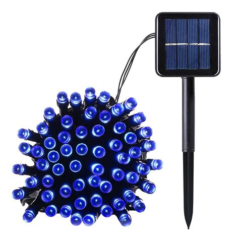 Blue Color Solar Powered Christmas String Lights 100 LED 39ft 8 Modes Fairy Lighting For Outdoor ...