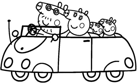 Peppa Pig Car Coloring Page Coloring Pages