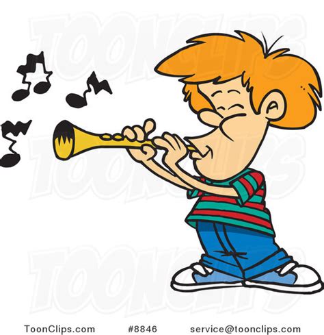 Cartoon Boy Playing a Clarinet #8846 by Ron Leishman