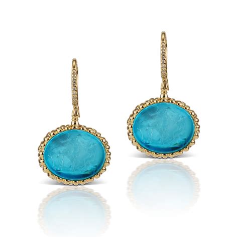 Paraiba Blue Earrings in 18K Yellow Gold – D'amati Fine Jewelry