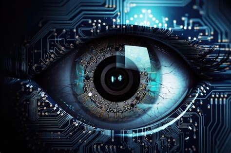 Premium AI Image | Sensor implanted chip into human eyeArtificial ...