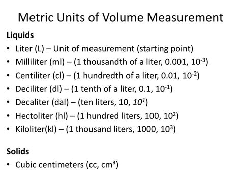 Unit Of Volume Measurement