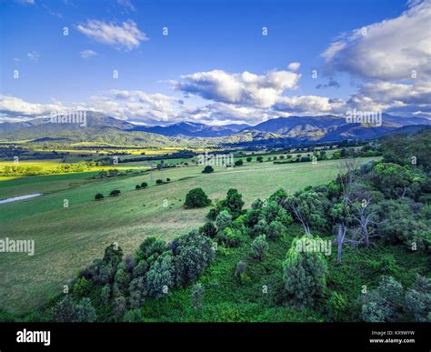 Aerial view of beautiful Australian countryside - Kiewa Valley, Victoria, Australia Stock Photo ...