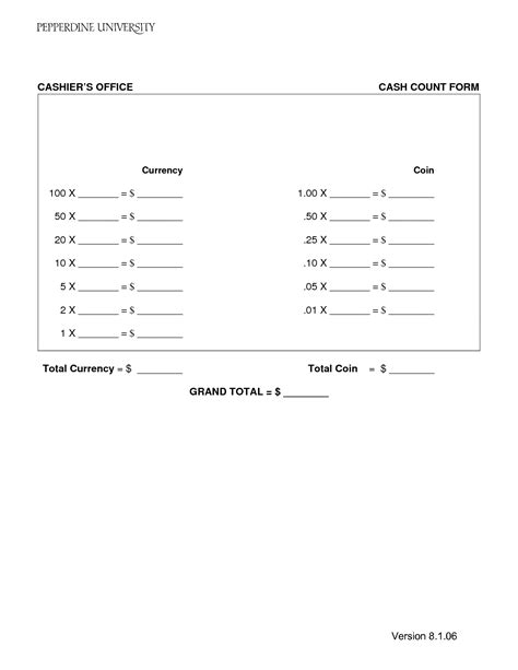 Cash Count Sheet Template | Balance sheet template, Money template ...