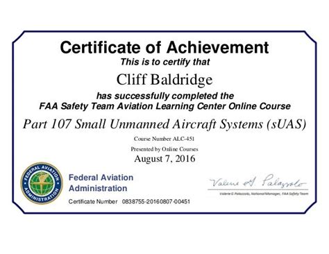 FAA Drone Certificate SUAS Small Unmanned Aircraft Systems FAA Online…