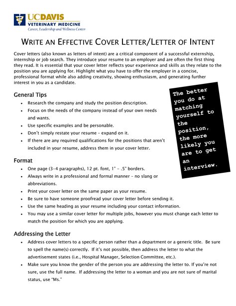 Cover Letter Tips for Writing an Effective Letter of Intent - Resume, Position, and Address