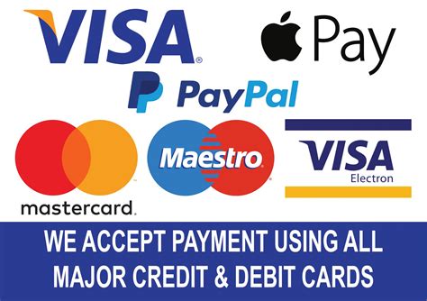 All Credit & Debit Cards Accepted Visa Mastercard Etc Notice Sign Self ...