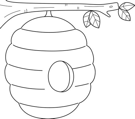 Spring Beehive Isolated Coloring Page for Kids 17584610 Vector Art at ...