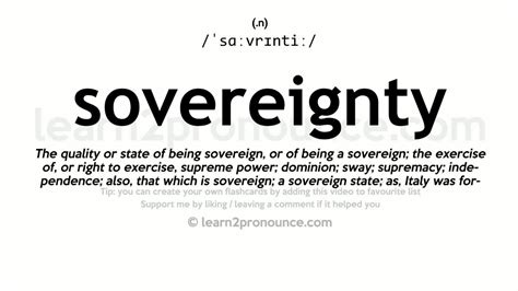 Sovereignty pronunciation and definition - YouTube