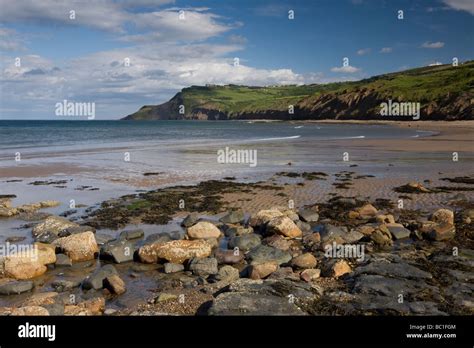 The beach and cliffs at Ravenscar on the North Yorkshire Coast Stock ...