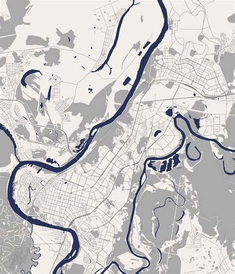 Map of the City of Ufa, Russia Stock Illustration - Illustration of ...